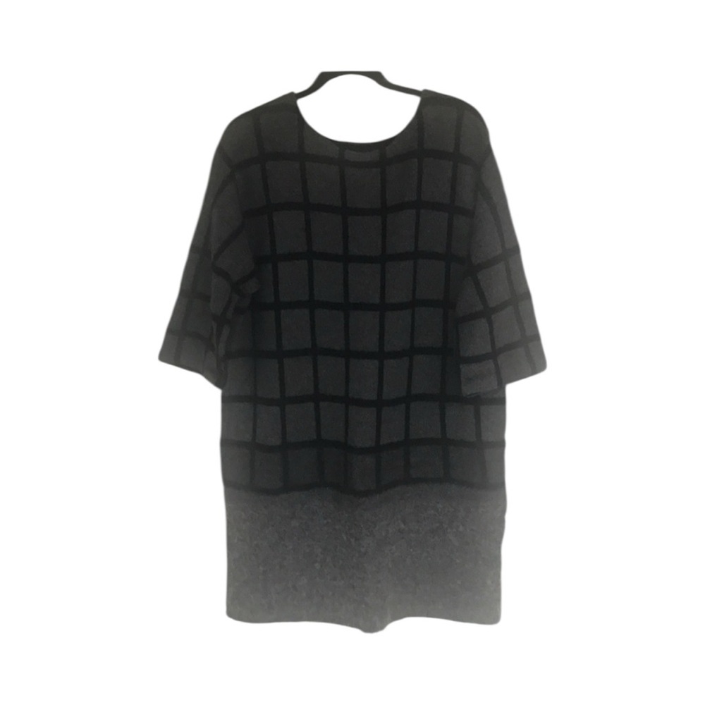 Banana Republic Woolly Dress XL Gray Black Windowpane Check Knit Excellent